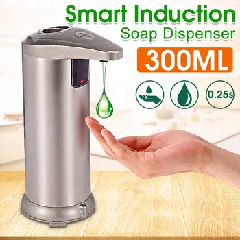 

300ml Automatic Liquid Soap Dispenser Stainless Steel Sensor Soap Dispenser Pump Shower Shampoo Soap Bottle for Bathroom Kitchen