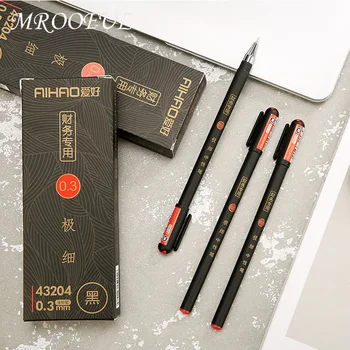 

3 Pcs/lot Creative 0.3mm Black Finance Gel Pens Kawaii Black Ink Writing Pen for Kids Gift School Office Supplies Stationery