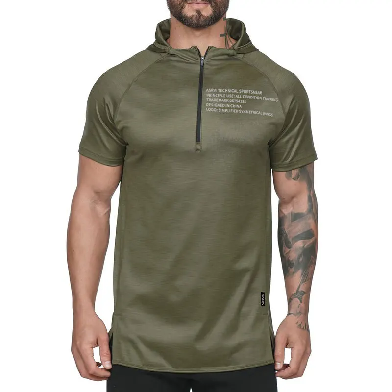 Фитнес Лето Мужская толстовка с коротким рукавом футболки мускул Толстовка