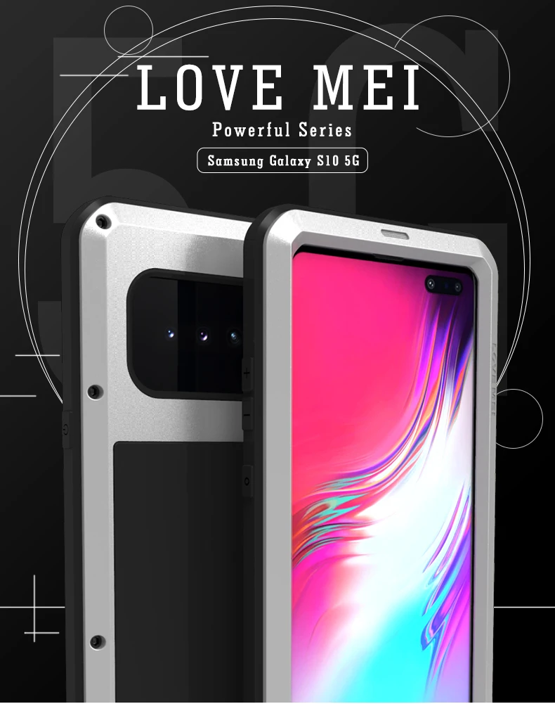Чехол LOVE MEI для samsung Galaxy S10 5G, ударопрочный водонепроницаемый металлический защитный чехол для samsung Galaxy S10 5G