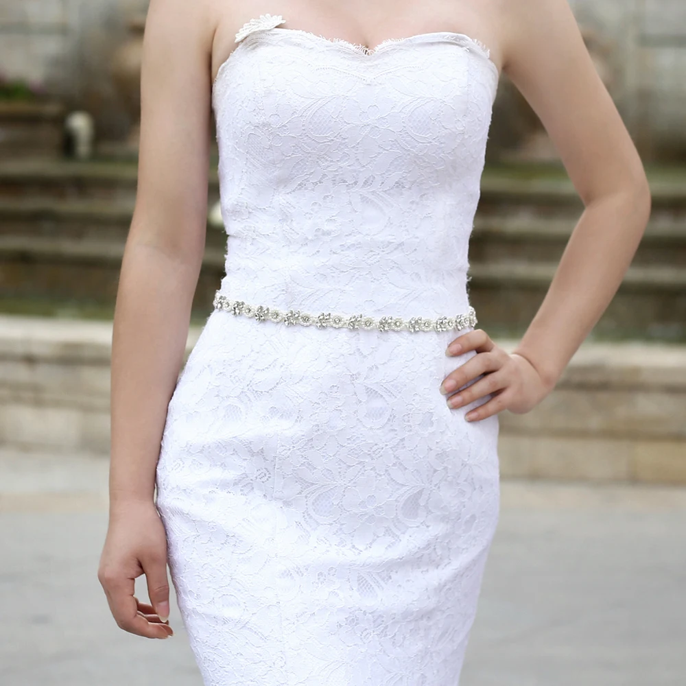 TRiXY S101 Pearls Wedding Belts Rhinestone Wedding Dress Belt Sashes Wedding Accessories Bridal Ribbon Sash Belt