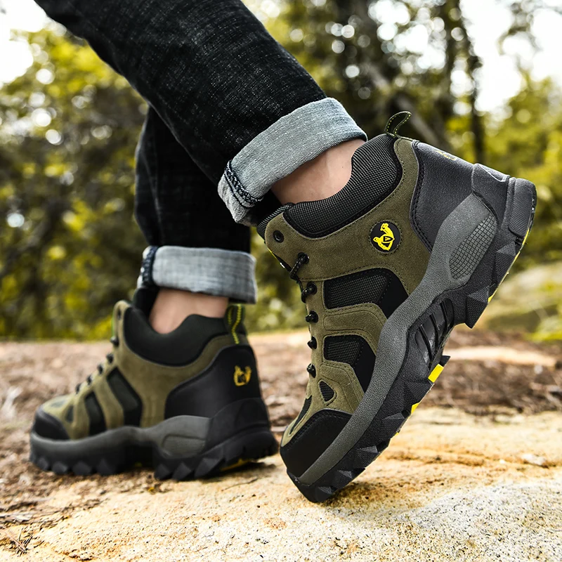 Large Size Outdoor Ankle Boots Men Snow Boots Fashion Lace Up Casual Sneakers Leather Winter Cowboy Footwear Hiking Shoes Spring