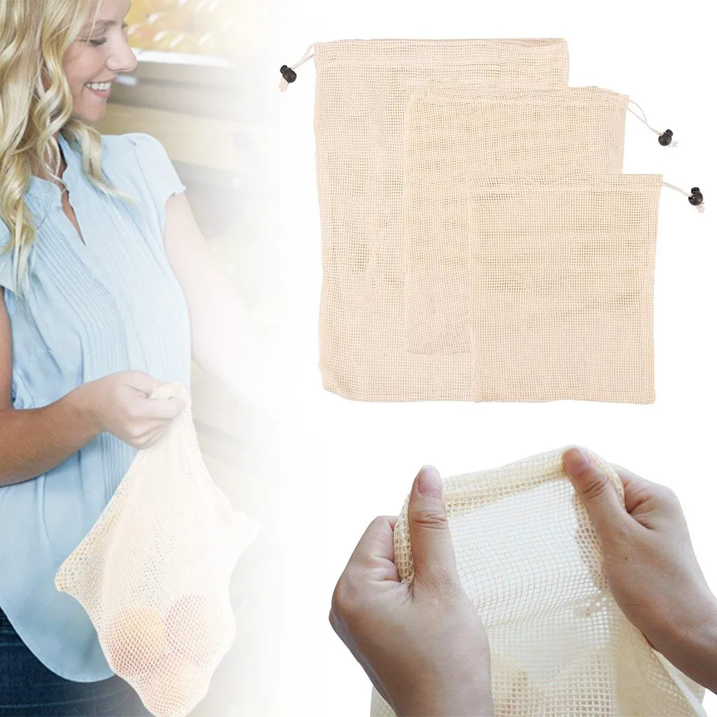 

6 pieces Reusable cotton vegetable bags, fruit and vegetable bags, breathable mesh bags Cotton Vegetable Storage Bags Washable