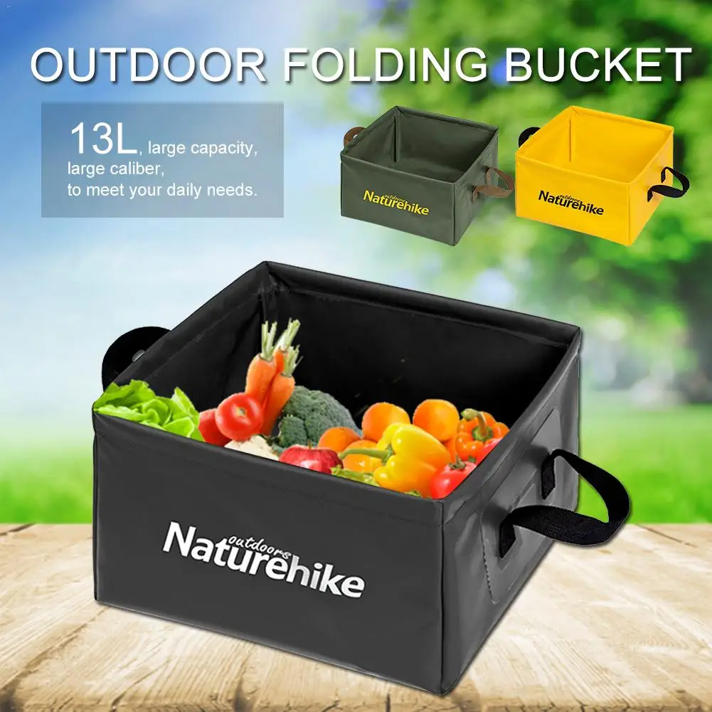 

13L Outdoor Folding Square Bucket Large Capacity Portable Camping Bucket Travel Multifunctional Storage Bucket Washbasin