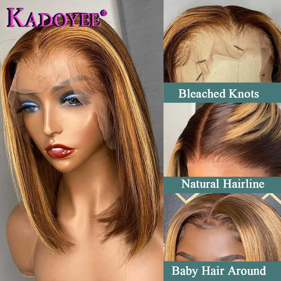 13x4 Straight Lace Front Wigs Human Hair Short Bob Wigs Highlight Wig Human Hair Brazilian Bob Wig Lace Frontal