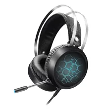 Стерео проводные наушники с микрофоном над ухом светящиеся автоматические изменение цвета дыхательная лампа Шумоподавление для ПК ноутбука