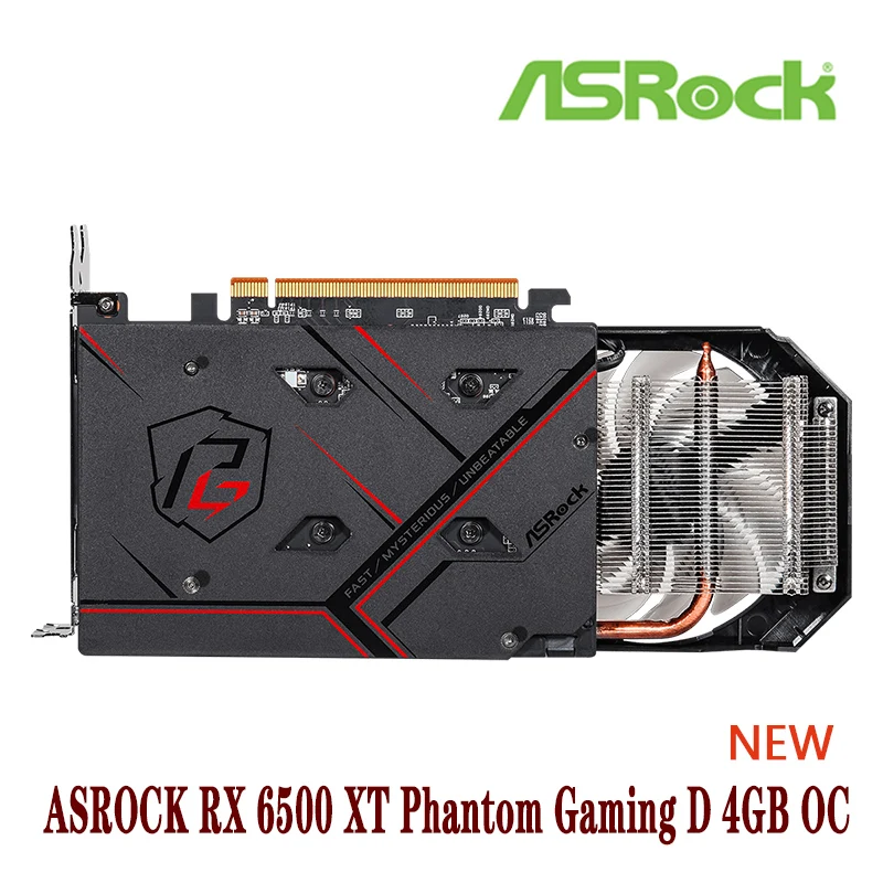 ASROCK AMD Radeon RX 6500 XT Phantom Gaming D 4GB OC NEW 6500XT 4G  18000MHz  GDDR6 64-bit  6nm graphics card for gaming pc