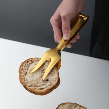 

Gold Barbecue Tong Stainless Steel Fried Steak Shovel Fried Fish Shovel BBQ Bread Clamp Kitchen Bread Ice Fruit Salad Clip