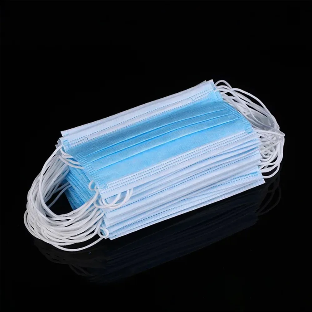 

100pcs Dust Protection Masks Disposable Face Masks Anti-Pollution 3 Laye Mask Elastic Disposable Dust Filter Mask
