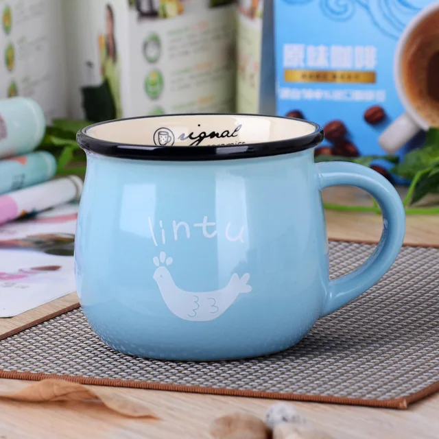 Креативная керамическая кружка для кофе, винтажная эмалированная чашка cofee, забавная Милая кружка на заказ, Набор чашек для утреннего чая с молоком, подарок для друзей - Цвет: 13