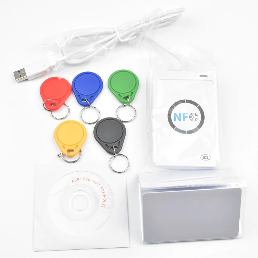 

Russian Spain in stock ACR122U NFC Smart Card Reader Writer + 5pcs UID Cards +5pcs UID Tags+ software CD