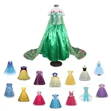 Платье Эльзы, костюмы для девочек на Хэллоуин, косплей Белоснежка, жасмин, Аврора, платье принцессы вечерние костюмы Фэнтези