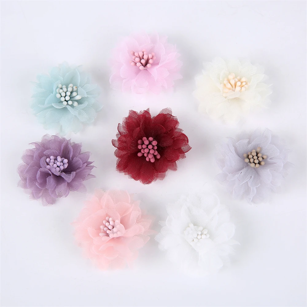 10 Stück Chiffon Künstliche Blumen DIY Blumen Kopfbedeckung Kleid Hochzeitsdekorationen Home Decor Kleidung Accessoires Haarschmuck