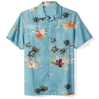

2020 Men Shirt men's casual Hawaiian shirt men's loose shirt men's European and American plus size beach shirts European code