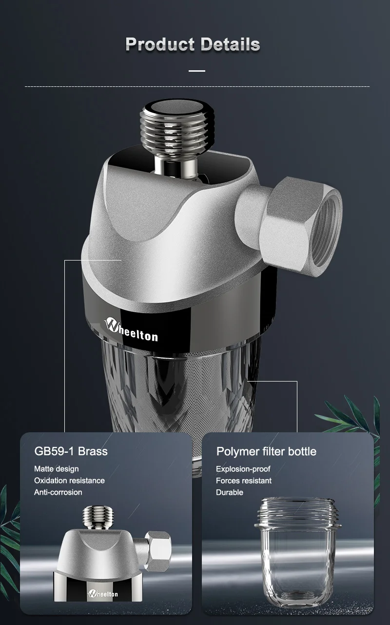 Wheelton chuveiro banho purificador de água prefilter