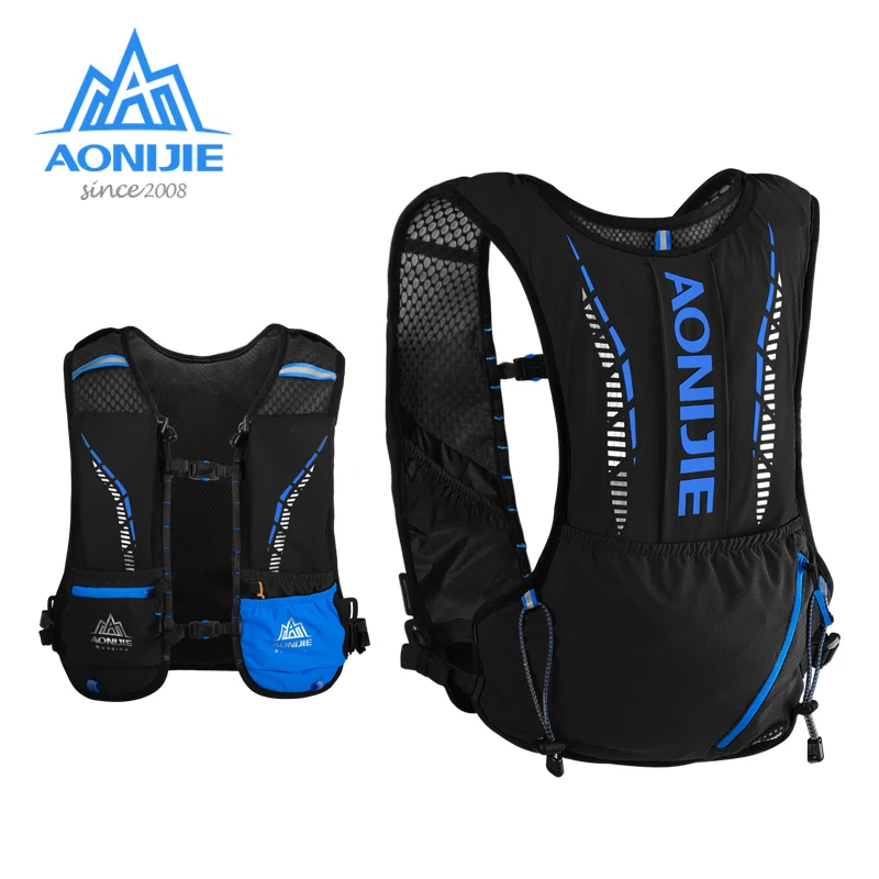 Aonijie C9102S Zwart Ultra Vest 5L Hydratatie Backpack Bag Pack Zachte Waterzak Fles Wandelen Trail Running Marathon