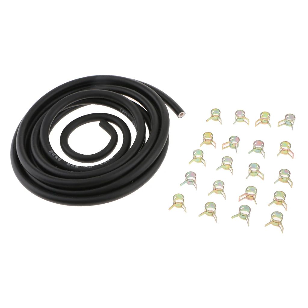 

Black Fuel Line 1/4'' ID - Oil Resistant , 20pcs 2/5'' ID Hose Clamps