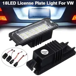 2 pçs universal 12v 18 led número de carro licença luzes da placa da cauda lâmpada para vw golf 4 5 6 7 6r passat b6 lupo scirocco polo