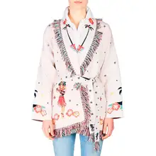 Богемный Вдохновленный длинный кардиган с бахромой, гавайский Кардиган большого размера с поясом, женский кардиган из смешанной шерсти с вышивкой, новинка зимы