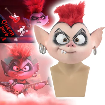 

Trolls World Tour 2 Cosplay Queen Barb Punk Mask Latex Masquerade Party Mask Props New