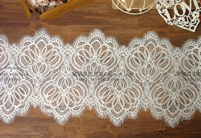 Широкий 23 см длиной 3 м европейский ресницы кружева DIY одежда юбка сексуальное белье декоративная кружевная ткань - Цвет: white