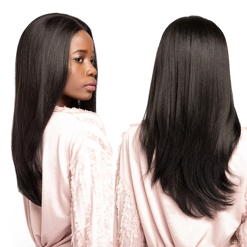 

SOKU Synthetic Lace Front Wigs With Baby Hair Heat Resistant Glueless Free Part Ombre Brown Black Straight Wigs For Black Women