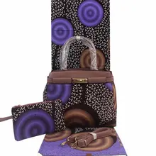 Африканская восковая Сумочка, набор, африканская восковая сумка с настоящей голландской вощеной тканью, 6 ярдов, хлопок, для женской сумки