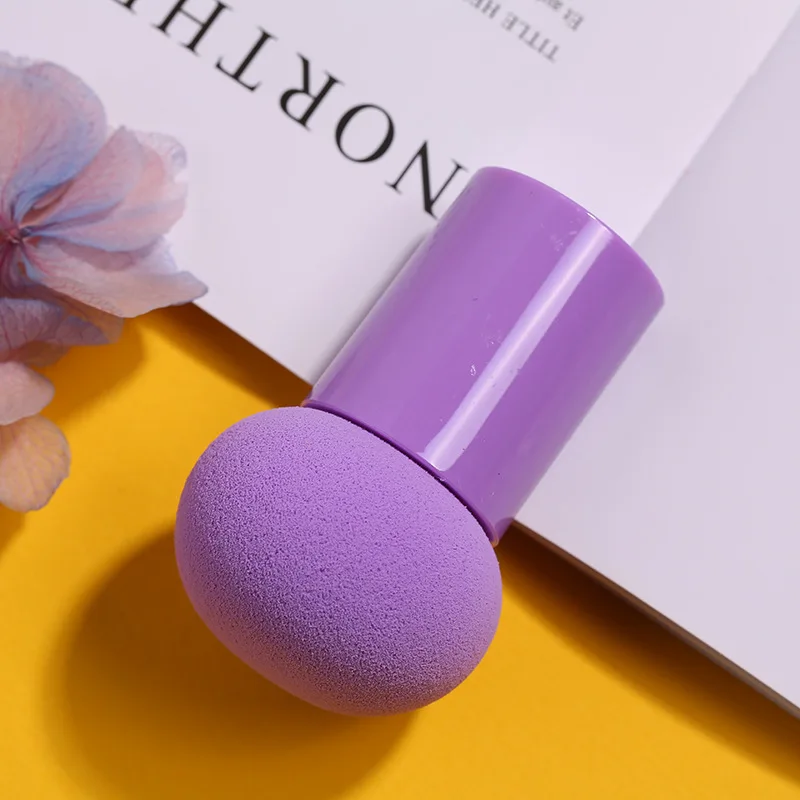 New Style Spherical Beauty Pen Puff Makeup Tool Mushroom Plastic Handle Puff Short Handle Beauty Puff Egg Tool