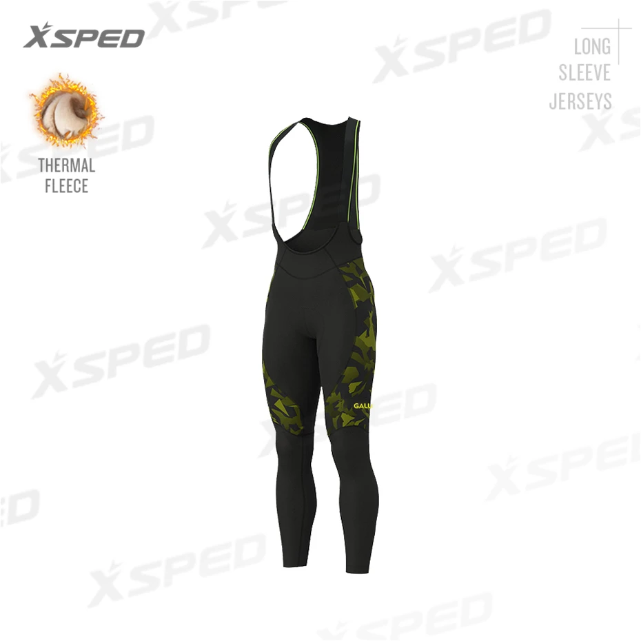 Bib Pants Зимняя одежда для велоспорта, Aleing, длинный рукав, Джерси, камуфляж, термо флис, MTB велосипед, Униформа, Мужская одежда для шоссейного велосипеда, теплая, для улицы - Цвет: Bib Pants