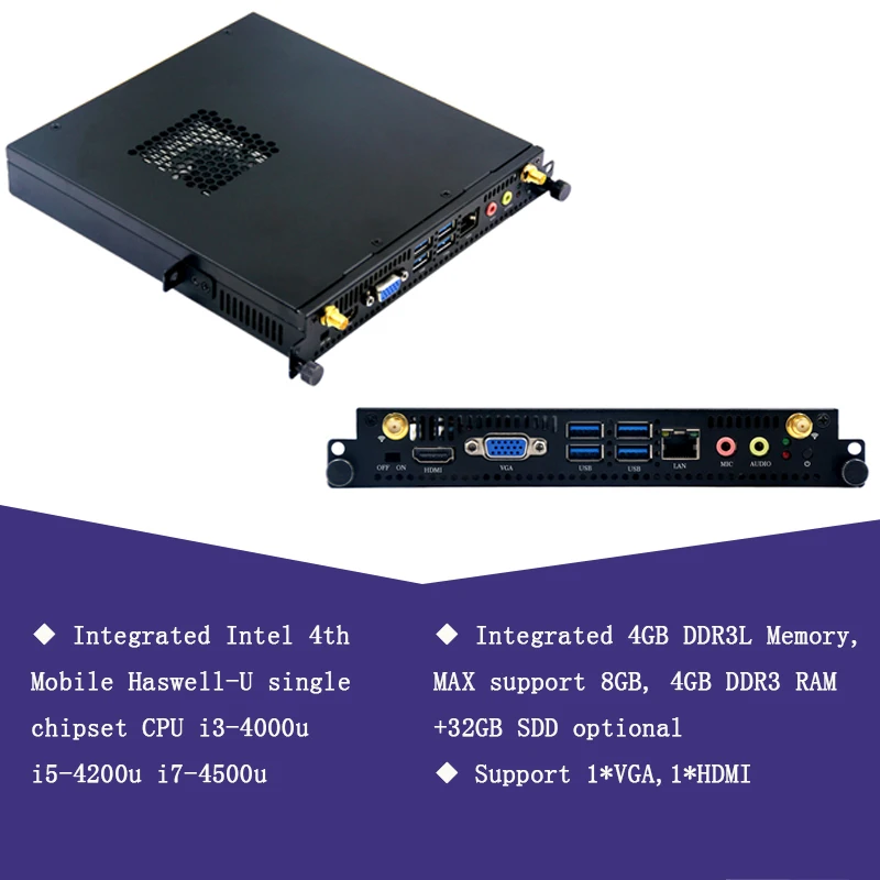 Новейшая система barebone Мини ПК процессор intel i5 ops linux pc 12v