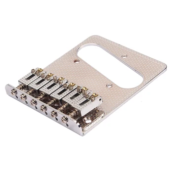 

1 Piece Professional 6 String Saddle Bridge Plate for Electric Guitar Silver Print Guitar Fixed Bridge Pickup Hole
