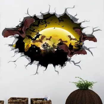 

3D Sticker Household Decor Halloween Bat Spider Web Pattern Waterproof For Living Room Bar Decoration Wall Sticker
