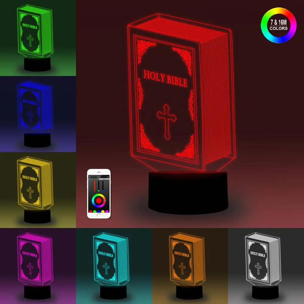 

NiteApps 3D Bible Night Light Desk Table Illusion Decoration Lamp Holiday Birthday Gift APP/Touch Control