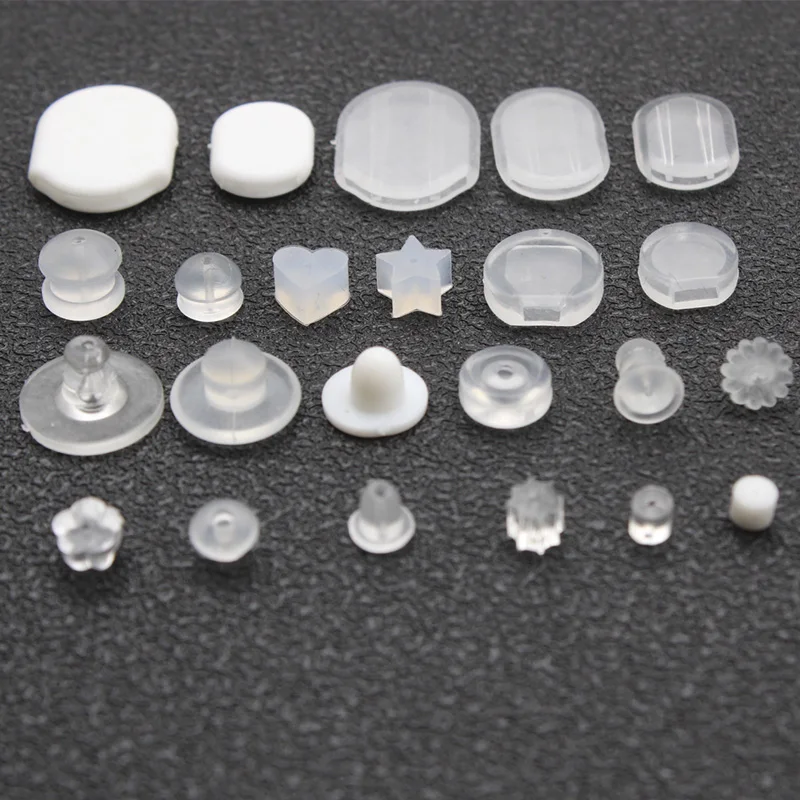 100pcs/lot Clear Soft Silicone Rubber Earring Backs Safety Bullet Stopper  Rubber Jewelry Accessories DIY Parts Ear Plugging - AliExpress