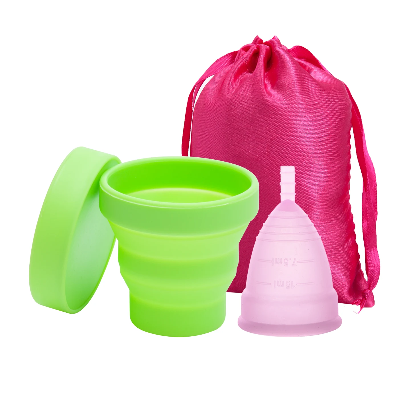 1CupPink-1SterGreen Стерилизатор для менструальных чашек, медицинские силиконовые менструальные чашки, стерилизация женской гигиены, менструальная чашка для женщин, уход за леди - Цвет: 1CupPink-1SterGreen