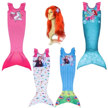 

Children Swimwear Bikini Mermaid One-piece Swimsuit Unicorn Party Bathing Suits Kids Dresses for Girls Beautiful Princess Hair