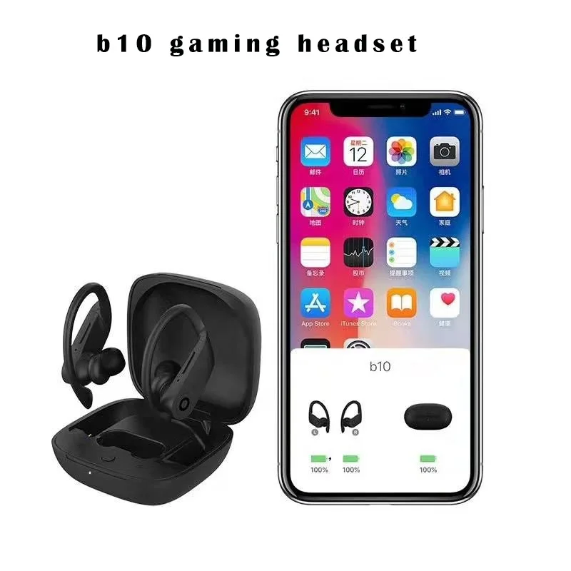 TWS B10 Pop-up True Wireless Headphones Stereo Sport Waterproof ear-hook Headphones Earbuds with Charging Box Wireless Earphone