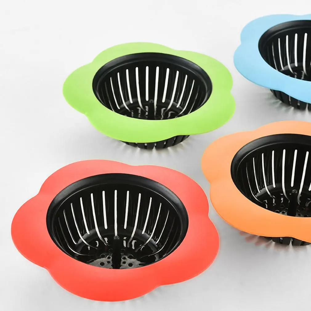 4pcs Sink Anti-plug Net Plastic Portable Floor Drain Hair Filter Bathroom Anti-blocking Tools Kitchen Sink Drain