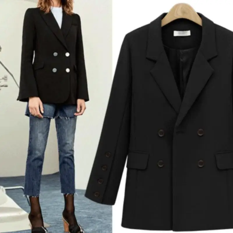 Womens Blazer Coat Women Elegant Blazer Plus Size 2020 Fashion Double Breasted Blazers Spring Woman Office Lady Blazers