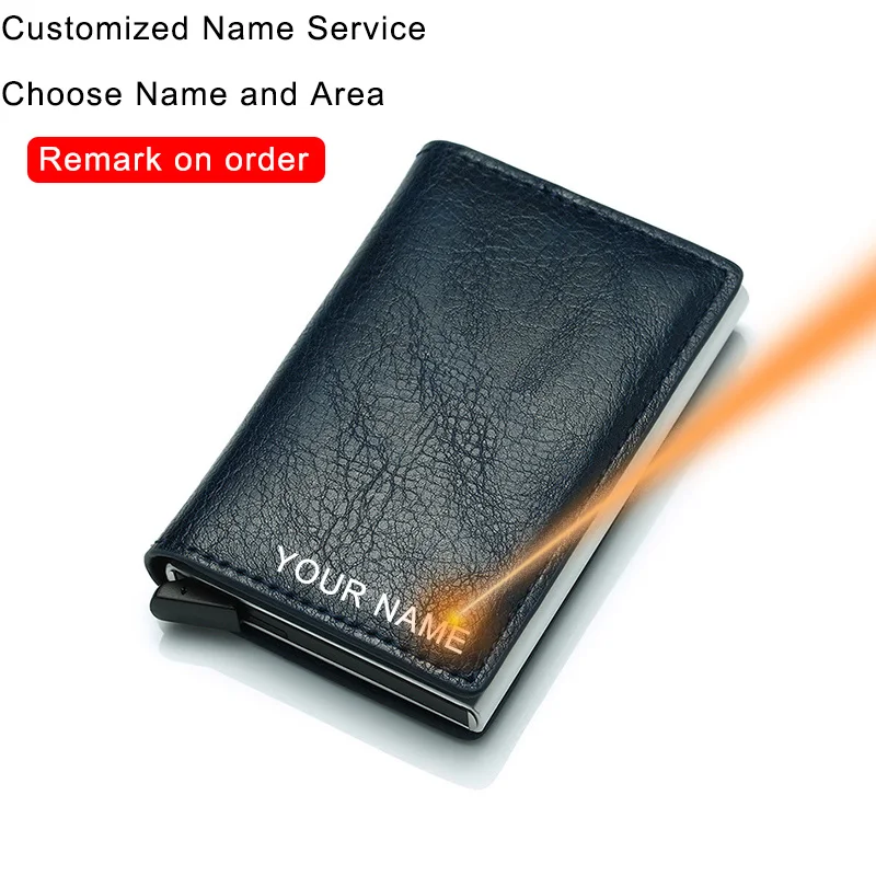 Blue(Name Service) DIENQI углеродное волокно Анти Rfid банк держатель для карт для мужчин и женщин бизнес-держатель кредитной карты кошелек чехол кожаная сумка логотип дропшиппинг - Цвет: Blue(Name Service)