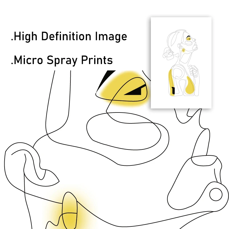 Абстрактная Женская линия рисунок Северный плакат и принты Современная живопись на холсте настенная живопись желтая девушка Настенная картина спальня домашний декор
