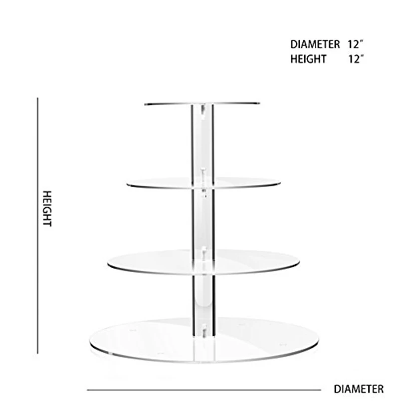 

Hot New 4 Tier Round Acrylic Cupcake Display Stand,Wedding Party Dessert Stand Tree Tower -Clear Display Holder Tree