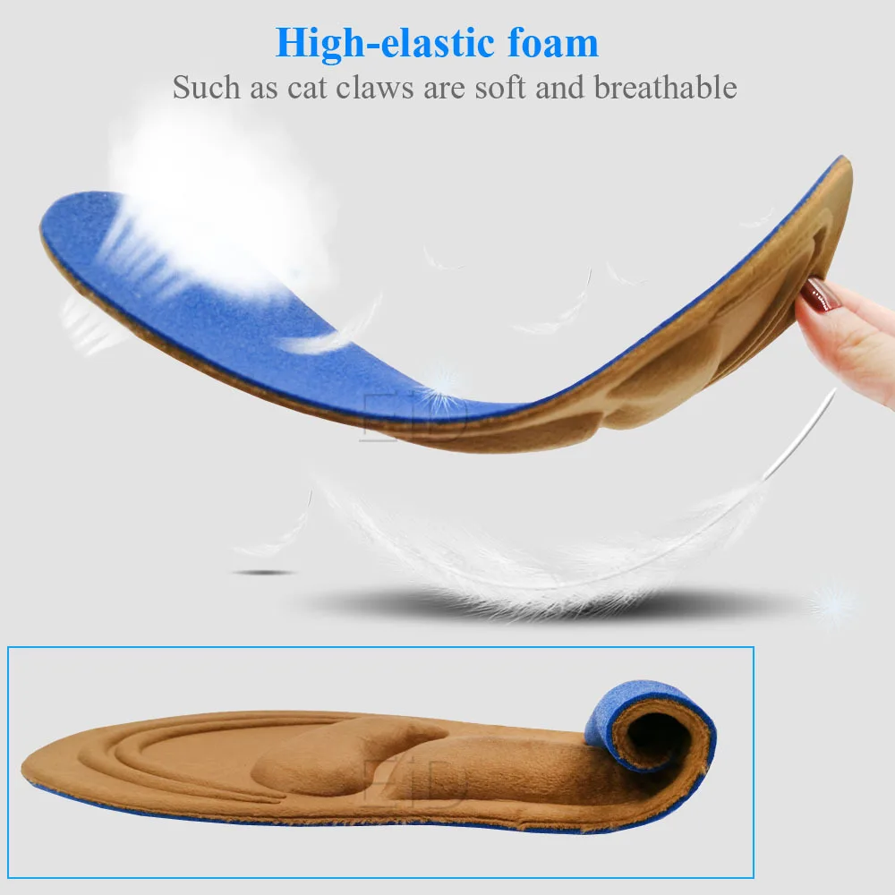 4D флок пены памяти orthotic стелька супинатор ортопедический стельки для обуви плоские Ноги Уход подошва обуви ортопедические подушки
