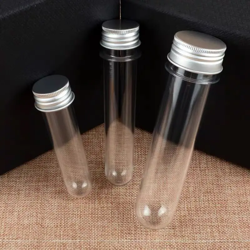 3pcs 30ml 40ml 60ml 80ml 100ml Plastic Clear Test Tubes With Screw Caps Candy Cosmetic Travel Lotion Containers Jars
