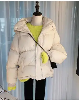 Abrigos mujer invierno парка на молнии Короткая хлопковая стеганая куртка с капюшоном теплая зимняя куртка женская однотонная зимняя куртка для женщин s R7 - Цвет: white