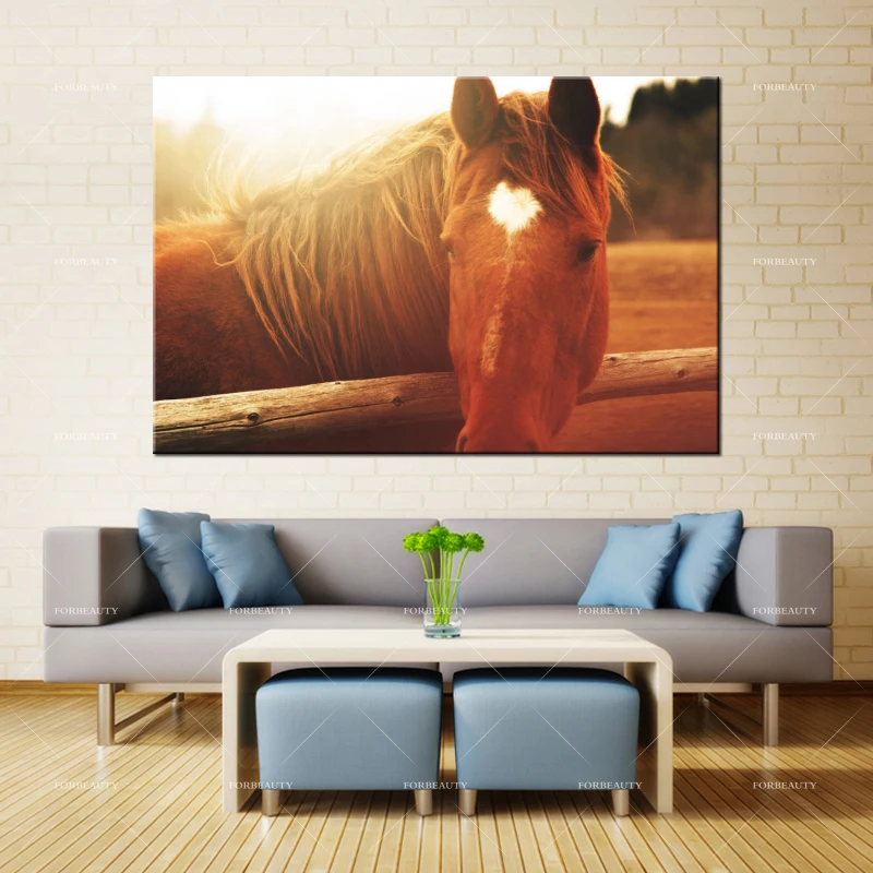 Forbeauty Canvas Painting Wall Art horse_face_light_mane Spray Printing Waterproof Ink Home Decor | Дом и сад