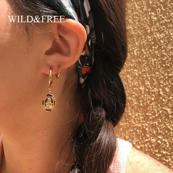 

Wild&Free Gold Alloy Small Round Hoop Earrings For Women Girl Geometric Disc Huggies Charm Earring Jewelry 2019 New Gift