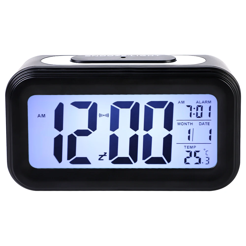 black 13.6X4.6X7.5cm Настольные часы с зарядкой от usb, зеркальный будильник, светодиодный цифровой дисплей, будильник, Электронный температурный календарь, студенческие настольные часы - Цвет: black 13.6X4.6X7.5cm