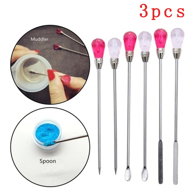 3Pcs New Muddler Poke Needle Spoon Tool For Silicone Resin Mold Jewelry Making DIY Craft