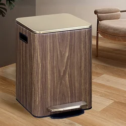 Modern Wood Trash Can Nordic Simple Rectangle Cover Black Trash Can Luxury Recycle Bote De Basura Kitchen Accessories GTJ50